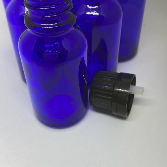 15ml Cobalt Blue Glass Bottles with Euro Droppers Lot of 6 - Picture 2 of 4